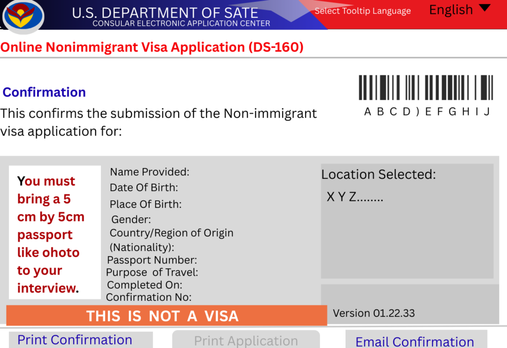 DS-160 from for US visa application step by step