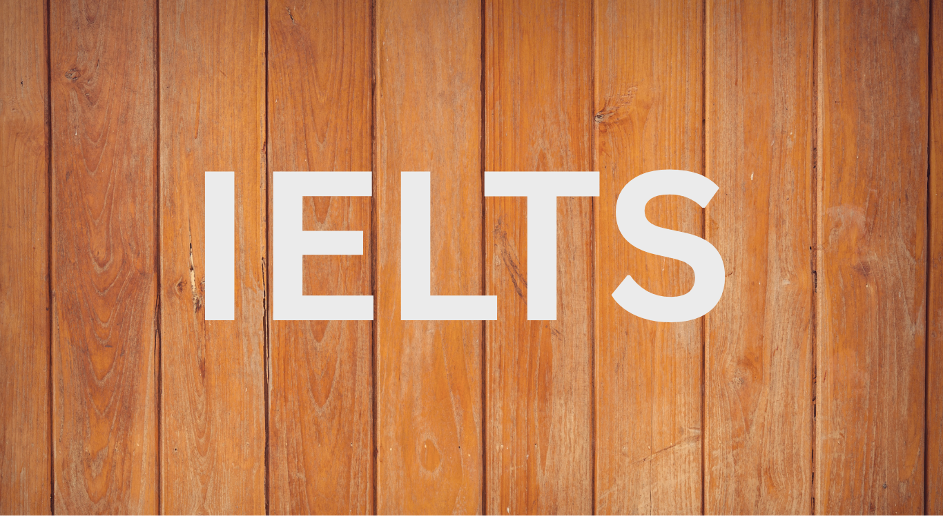 Wooden IELTS sign for language test preparation